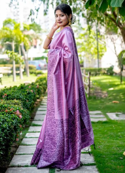 Lavender Color Classic Saree