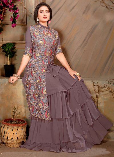 
                            Lavender Fancy Fabric Designer Gown