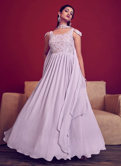 Lavender Georgette Party Trendy Gown