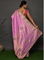 Lavender Kanjivaram Silk Handwork Trendy Saree