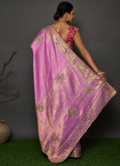 
                            Lavender Kanjivaram Silk Handwork Trendy Saree
