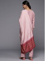 Lavender Silk Plain Straight Salwar Suit