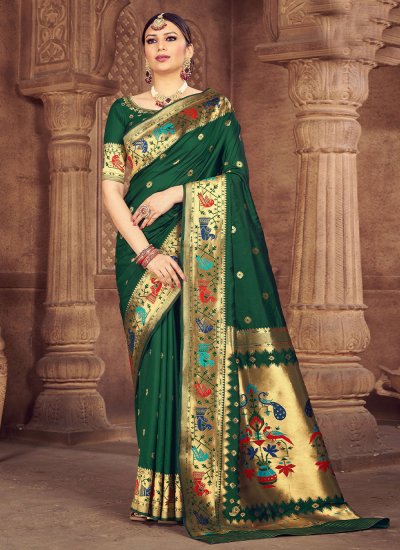 Lavish Silk Weaving Green Saree
