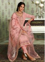 Lavish Tussar Silk Resham Designer Straight Salwar Suit