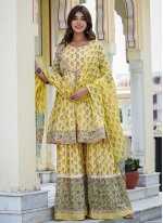 Lavish Yellow Ceremonial Readymade Salwar Suit