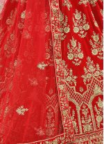 Lehenga Choli Resham Velvet in Red