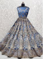 Lehenga Choli Sequins Velvet in Blue