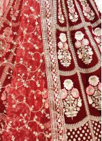 Lehenga Choli Thread Velvet in Maroon