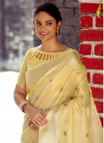 Linen Saree in Yellow