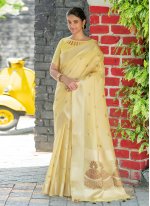 Linen Saree in Yellow