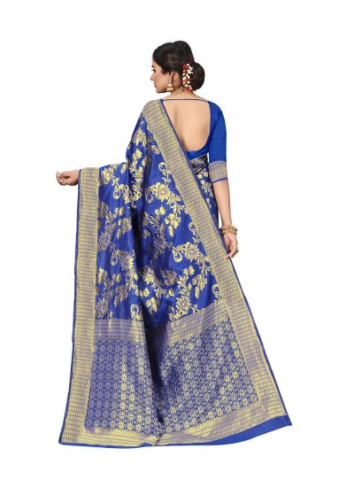 Lively Art Silk Blue Trendy Saree