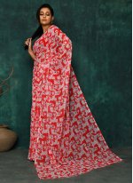 Lively Faux Georgette Red Classic Designer Saree