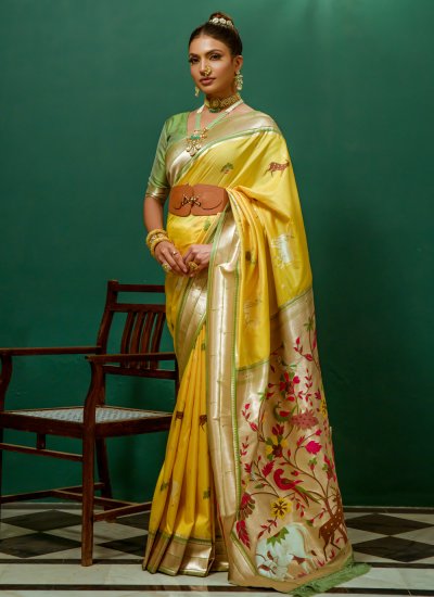 Lively Silk Yellow Trendy Saree