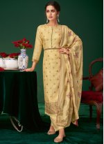 Lovable Digital Print Yellow Silk Designer Pakistani Salwar Suit