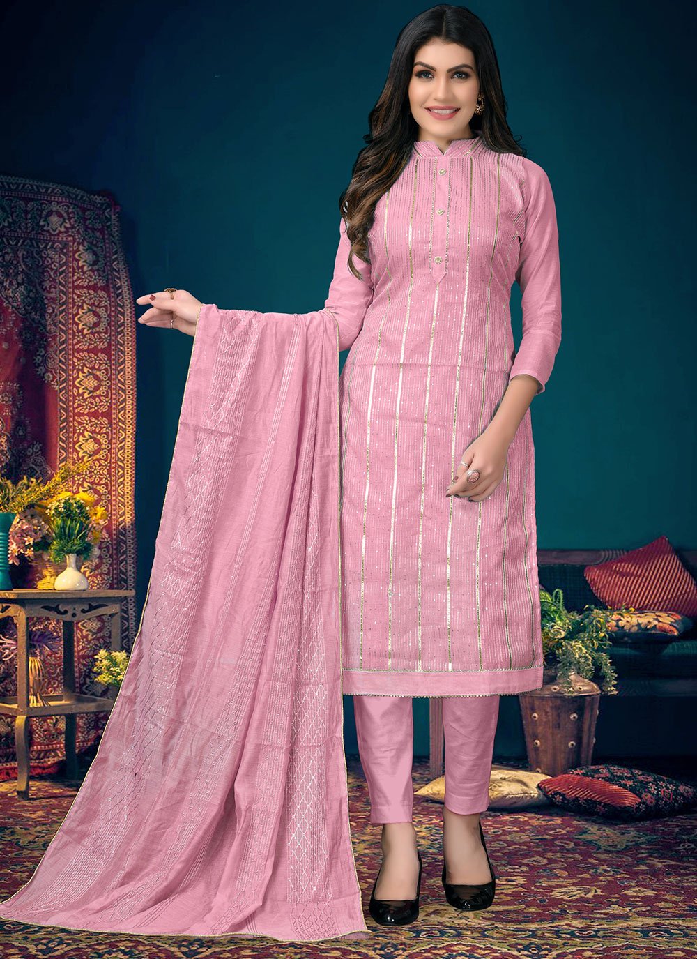 Anarkali Suits : Pink plan georgette party wear anarkali ...
