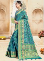 Lovely Art Banarasi Silk Turquoise Designer Traditional Saree