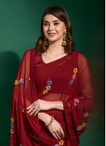 Lovely Red Mehndi Saree