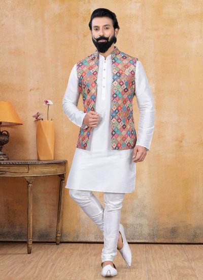 Lucknowi Printed Multi Colour Nehru Jackets