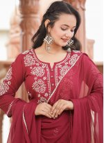 Lucknowi work Cotton Designer Salwar Suit in Red