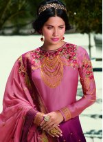 Magenta and Pink Georgette Satin Designer Pakistani Salwar Suit