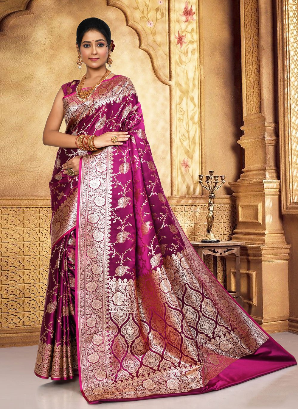 Magenta Shaded Art Silk Saree With Blouse Latest 2494SR11