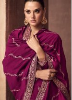 Magenta Embroidered Silk Trendy Salwar Kameez