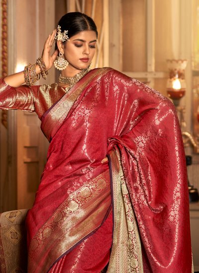 Magenta Engagement Kanjivaram Silk Trendy Saree