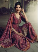 Magenta Jacquard Silk Designer Pakistani Suit
