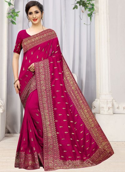Magenta Silk Designer Traditional Saree