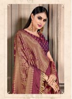 Magenta Silk Weaving Bollywood Saree