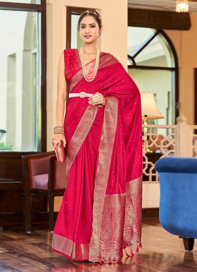 Magenta Silk Weaving Designer Traditional Saree