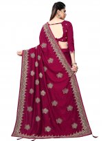 Magenta Vichitra Silk Sangeet Traditional Designer Saree
