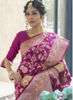 Magenta Weaving Banarasi Silk Traditional Designer Saree