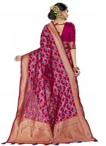 Magenta Woven Traditional Designer Saree