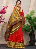 Magnetic Banarasi Silk Weaving Red Traditional Saree