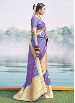 Magnetic Blue Woven Banarasi Silk Traditional Designer Saree