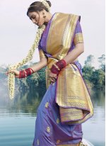 Magnetic Blue Woven Banarasi Silk Traditional Designer Saree