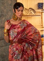Magnetize Handloom silk Maroon Weaving Trendy Saree
