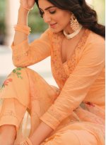 Magnetize Orange Fancy Designer Salwar Kameez