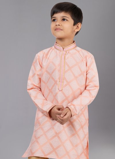 Magnificent Jacquard Silk Peach Fancy Kurta Pyjama