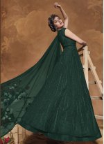 Magnificent Net Green Fancy Floor Length Anarkali Suit