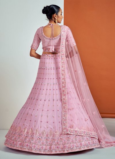 Magnificent Pink Sequins Georgette Trendy Lehenga Choli