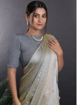 Magnificent Print Grey Contemporary Style Saree
