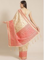 Majestic Beige Woven Silk Designer Saree