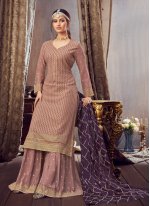 Majestic Pink Pure Georgette Trendy Palazzo Salwar Suit