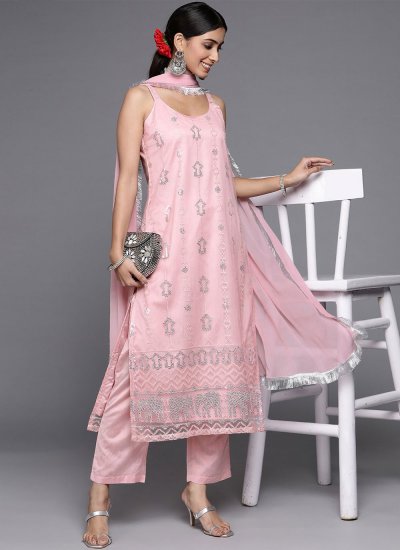 Majestic Pink Trendy Straight Salwar Suit