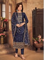 Majesty Embroidered Blue Pant Style Suit 