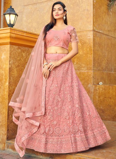 Majesty Resham Pink Net Trendy Lehenga Choli