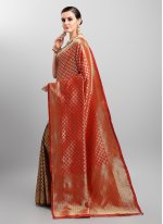 Maroon and Red Festival Shaded Saree
