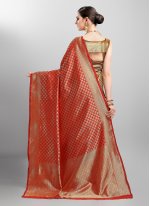 Maroon and Red Festival Shaded Saree
